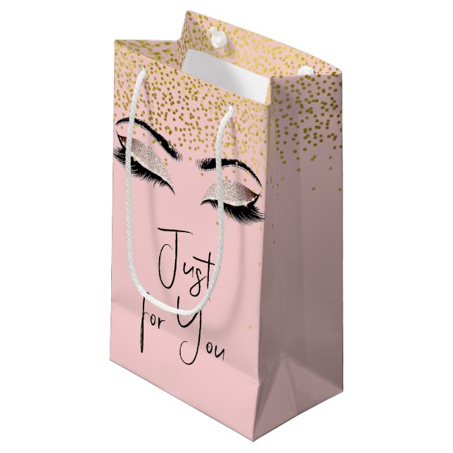 Petit Sac Cadeau Eyelashes avec Parties scintillant or (Devant Angle)