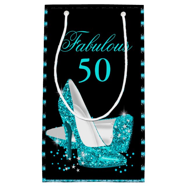 Petit Sac Cadeau Fabuleux 50 Parties scintillant bleues Turquoises  (Devant)