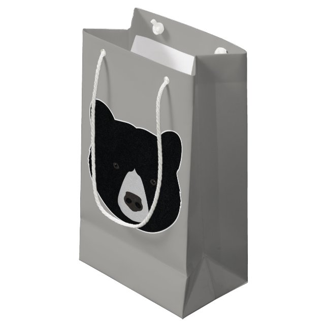 Petit Sac Cadeau Face de l'ours noir (Devant Angle)