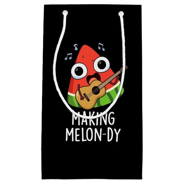 Petit Sac Cadeau Faire une mélodie drôle de pastèque Pun fond sombr (Devant)