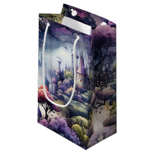 Petit Sac Cadeau Fairytale en Fairyland bleu foncé pourpre et vert