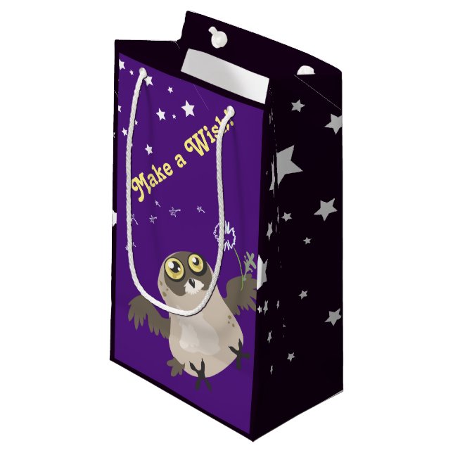 Petit Sac Cadeau Faites un voeu ! Hibou (Devant Angle)