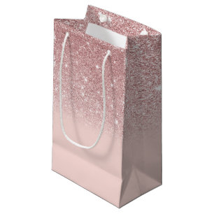 Petit Sac Cadeau Fard à joues rose pailleté or rose ombré