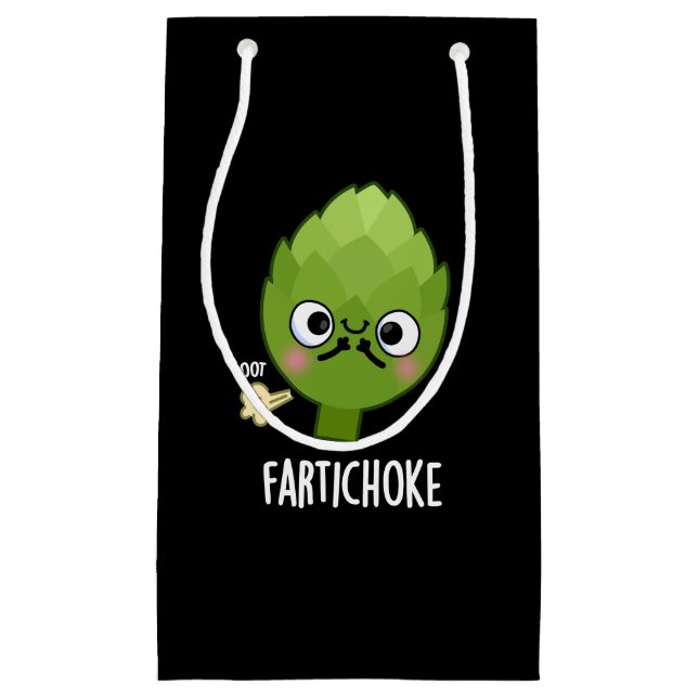 Petit Sac Cadeau Fartichoke Funny Farting Artichoke Pun Dark BG (Devant)