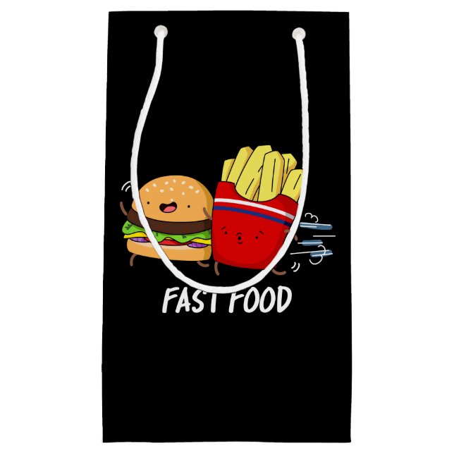 Petit Sac Cadeau Fast Food Funny Burger Et Fries Pun Dark BG (Devant)