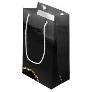 Petit Sac Cadeau Fausse Agate Marbrée Grise Paillettes Dorées Pierr