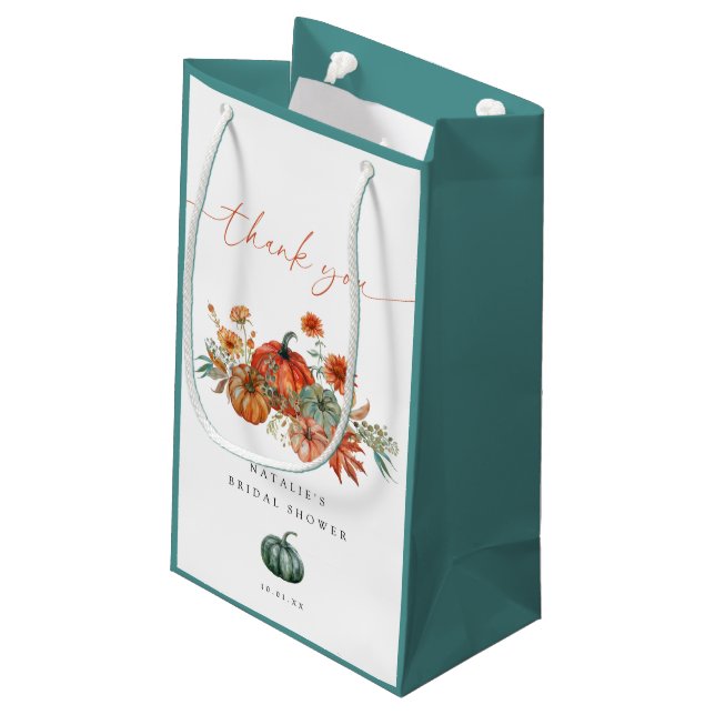 Petit Sac Cadeau Favori de Mariage Champêtre de Citrouille Florale  (Dos Angle)