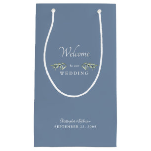 Petit Sac Cadeau Favoriser le mariage Périwinkle Noms et Date