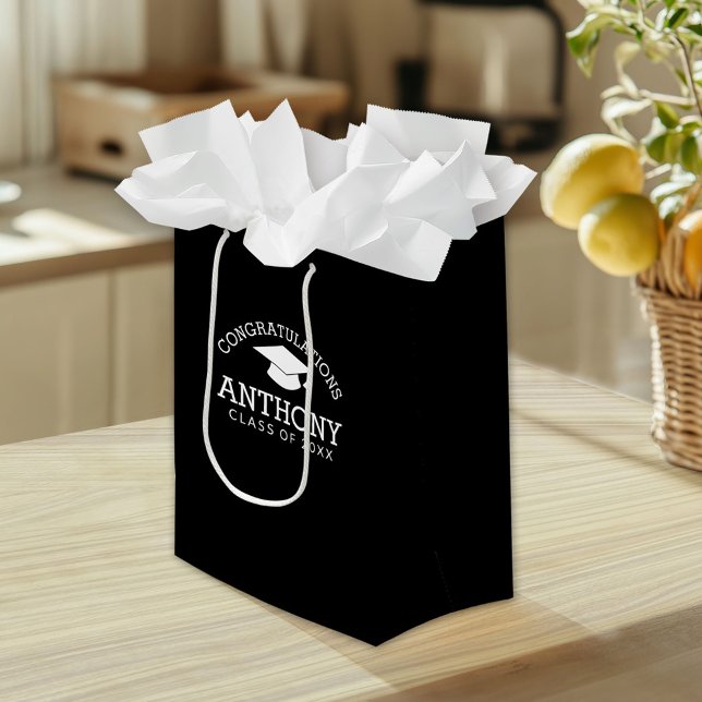 Petit Sac Cadeau Félicitations Diplômé Cap noir (Custom Gift Bag)
