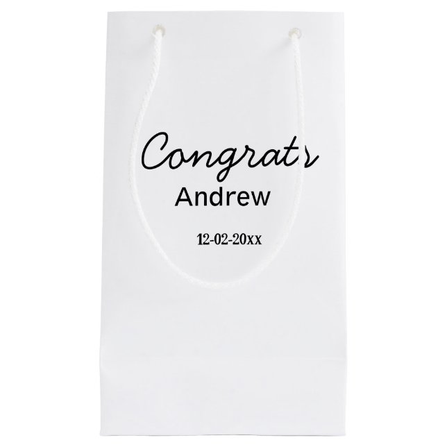 Petit Sac Cadeau Félicitations minimales simples ajouter nom date a (Devant)