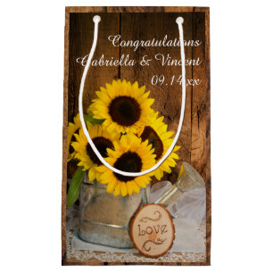 Petit Sac Cadeau Félicitations Rustic Sunflowers Garden Wedding