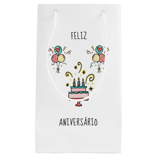 Petit Sac Cadeau Feliz Aniversário | de Birthday contents (Devant)