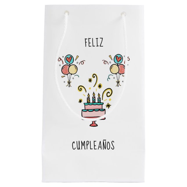 Petit Sac Cadeau Feliz Cumpleaños | de Birthday contents (Devant)