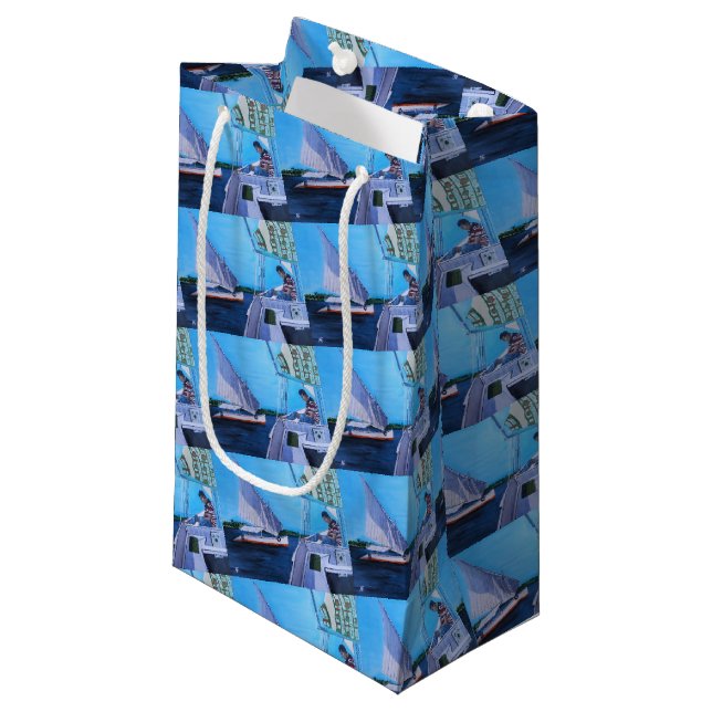 Petit Sac Cadeau Feluccas sur le Nil Peinture d'Alfred Fox (Devant Angle)