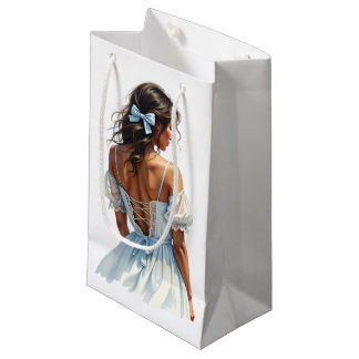 PETIT SAC CADEAU FEMME BELLE HABILLÉE EN BLEU ÉTÉ