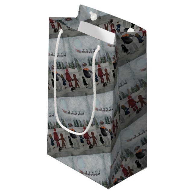 Petit Sac Cadeau Festive Friends Painting by Alfred Fox (Devant Angle)