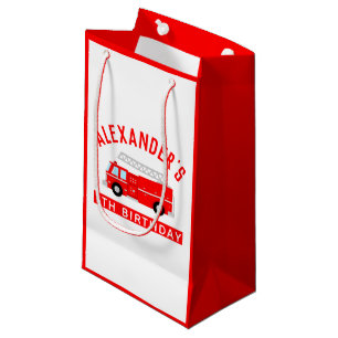 Petit Sac Cadeau Fête d'anniversaire de camion de pompiers