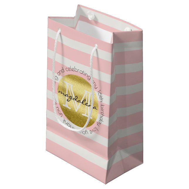 Petit Sac Cadeau Fête d'anniversaire Monogramme Parties scintillant (Devant Angle)
