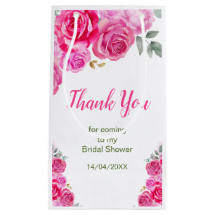 Petit Sac Cadeau Fête de mariage floral rose vif