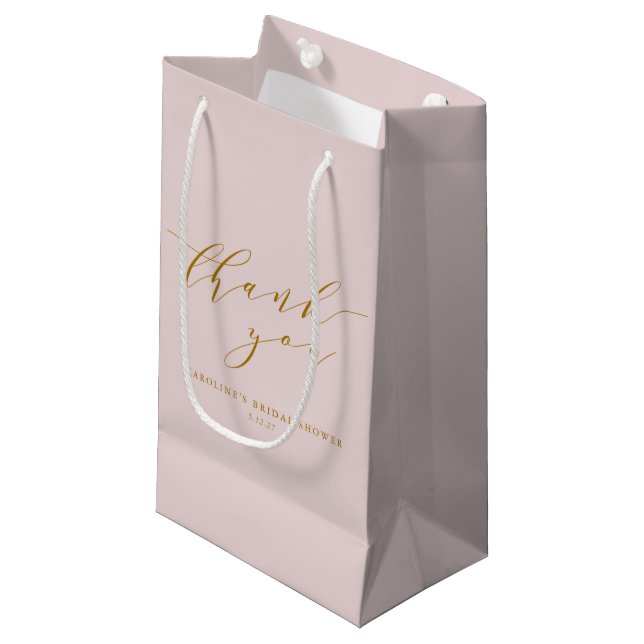 Petit Sac Cadeau Fête des mariées de Merci de script rose personnal (Devant Angle)