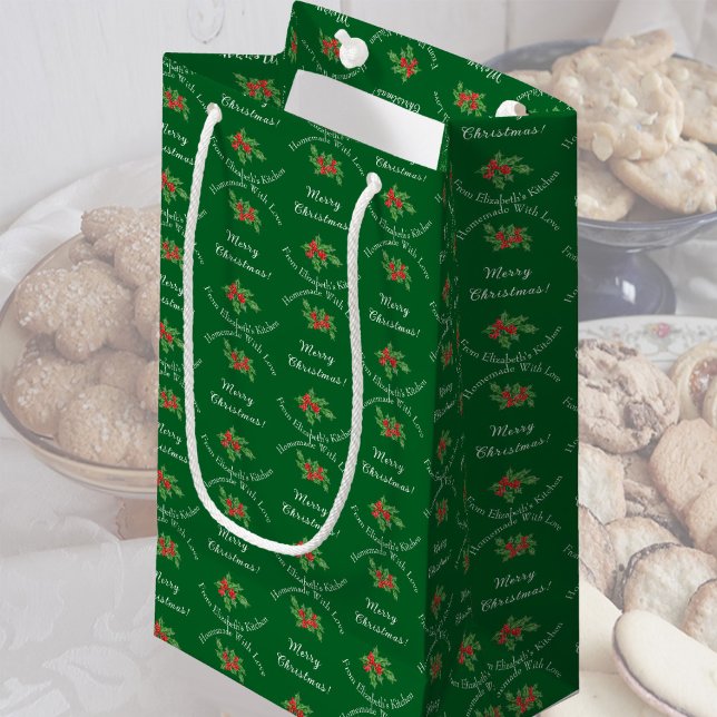 Petit Sac Cadeau Fêtes de Noël Vert Joyeux Noël (Créateur téléchargé)