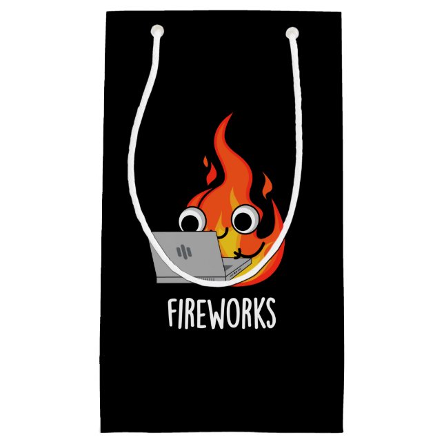 Petit Sac Cadeau Feu d'artifice Funky Fire Flame Pun Dark BG (Devant)
