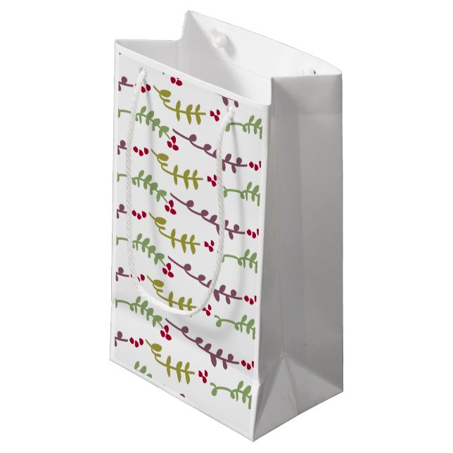 Petit Sac Cadeau feuille à motifs (Devant Angle)