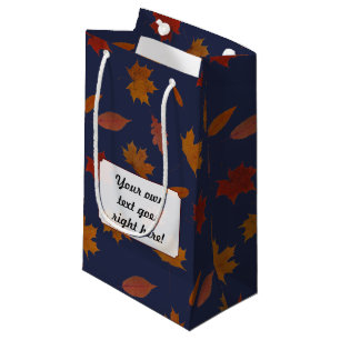 Petit Sac Cadeau Feuille d'automne avec la couleur et le texte