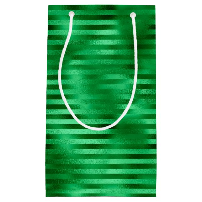Petit Sac Cadeau Feuille verte rayée (Devant)