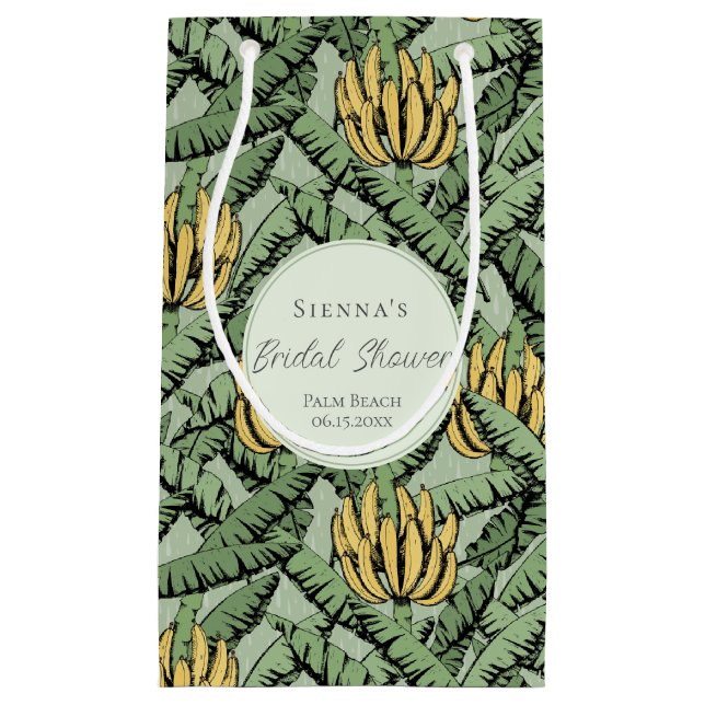 Petit Sac Cadeau Feuilles de bananier vert tropical pour enterremen (Devant)