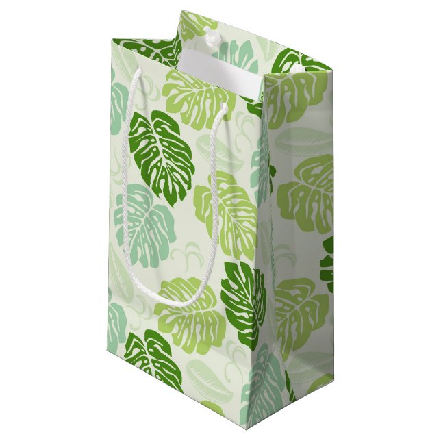 Petit Sac Cadeau Feuilles Monstera (Devant Angle)