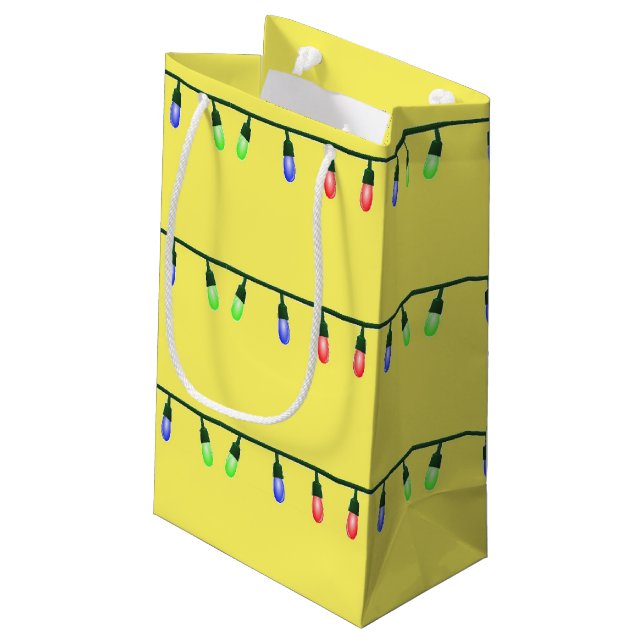 Petit Sac Cadeau Feux Xmas jaune (Dos Angle)