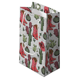 Petit Sac Cadeau Fille Country Cowgirl Noël rose et vert