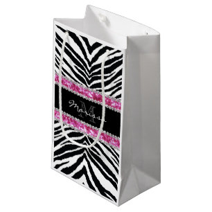 Petit Sac Cadeau Fille décorée d'un monogramme de fausse pierre d