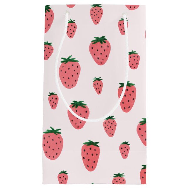 Petit Sac Cadeau Fille fraise fête d'anniversaire (Devant)