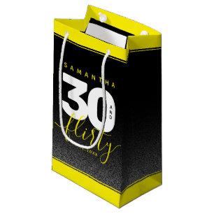 Petit Sac Cadeau Fille moderne brillant Jaune 30 et Flirty