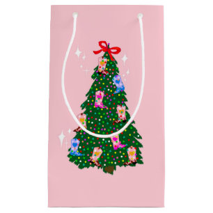 Petit Sac Cadeau Fille rose moderne Botte occidentale Noël