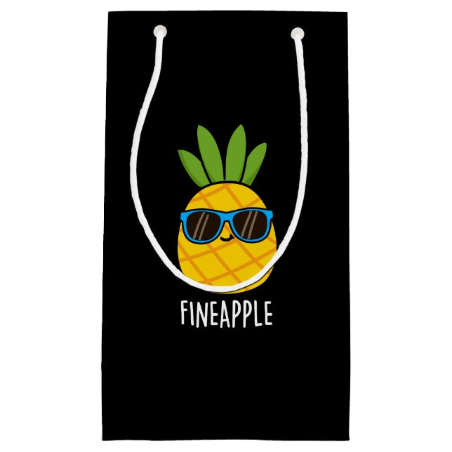 Petit Sac Cadeau Fineappy Funny Pun d'ananas Dark BG (Devant)