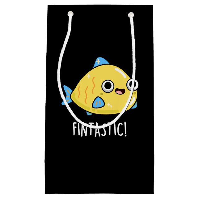 Petit Sac Cadeau Fintastic Funny Fish Pun Dark BG (Devant)