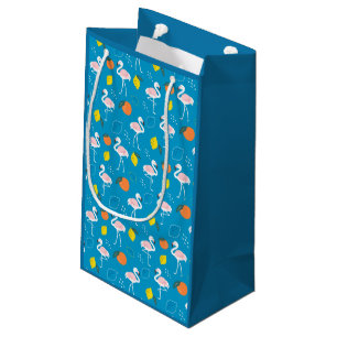 Petit Sac Cadeau Flamant rose à thème tropical Fruits sur Arrière -