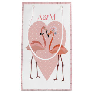 Petit Sac Cadeau Flamant rose rose chic amour coeur