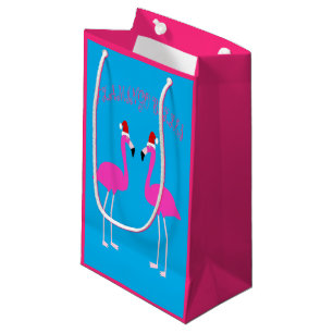 Petit Sac Cadeau Flamants roses lesbiennes de Noël Flamant rose Bel