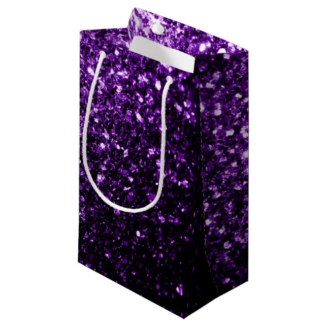 Petit Sac Cadeau Flamme de parties scintillant foncé violet brillan (Devant Angle)