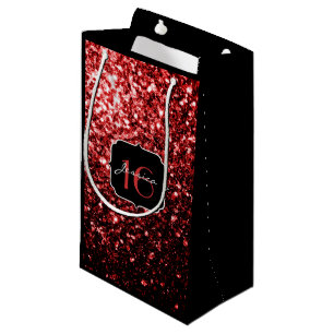 Petit Sac Cadeau Flamme rouge foncé Parties scintillant scintille G