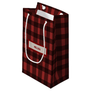 Petit Sac Cadeau Flannel Fling avant le mariage carreaux rouges e