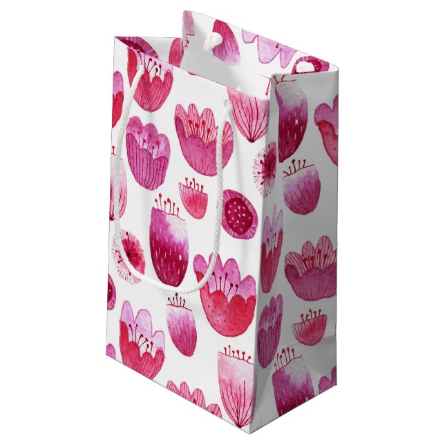 Petit Sac Cadeau Fleur d'aquarelle rose (Dos Angle)