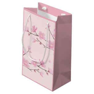 Petit Sac Cadeau Fleur de cerisiers - rose