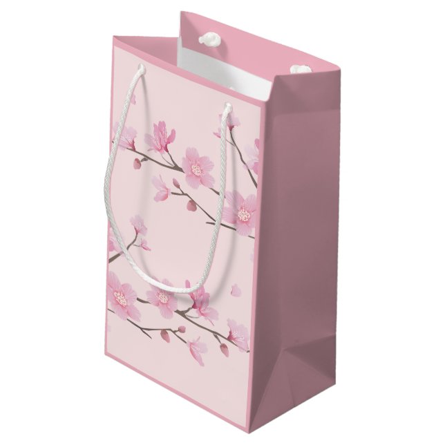 Petit Sac Cadeau Fleur de cerisiers - rose (Dos Angle)