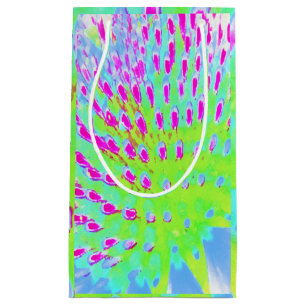 Petit Sac Cadeau Fleur de cône Abstrait verte et violette de chaux