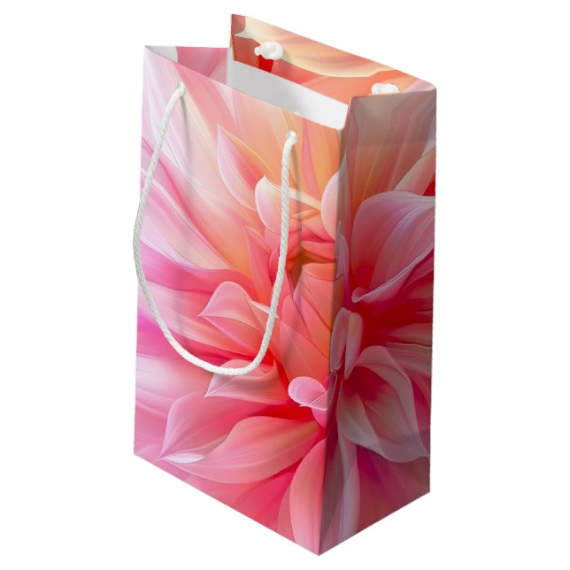 Petit Sac Cadeau Fleur de dahlia brune de Pêche (Dos Angle)